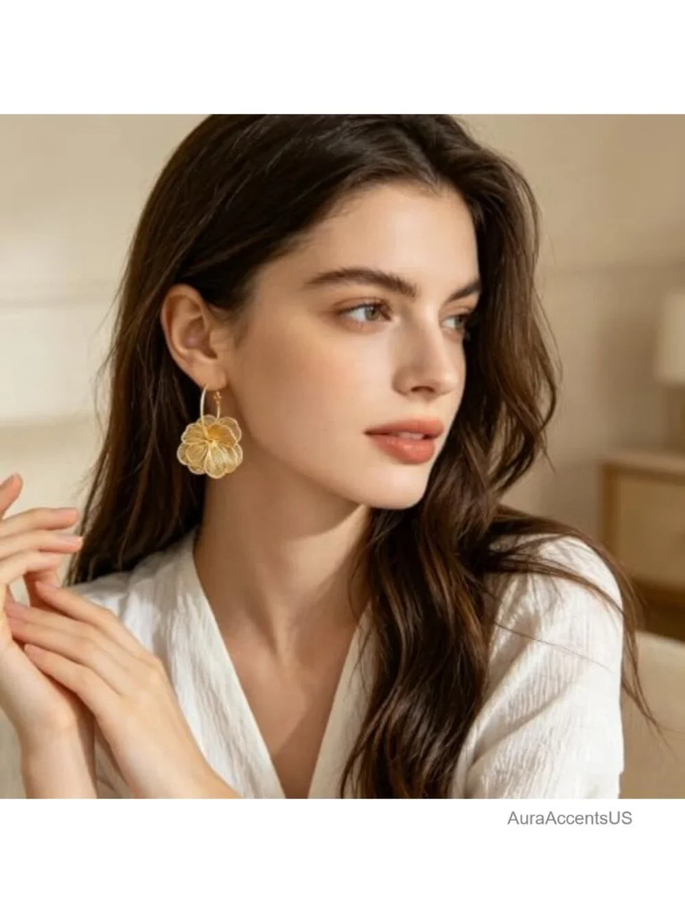 6 Pairs Gold Flower Statement Earrings Women Chunky Dangle Drop Jewelry Boho